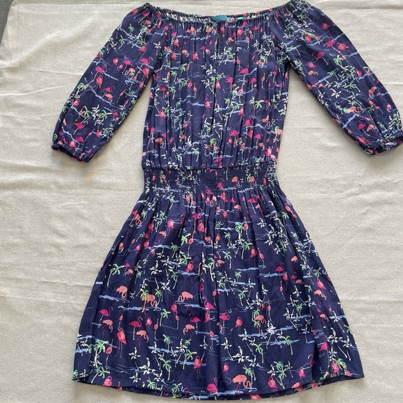 Tori Richard Dresses & Skirts - Tori Richard Honolulu Mini Dress Womens 10 Blue Floral Hawaiian Off The Shoulder